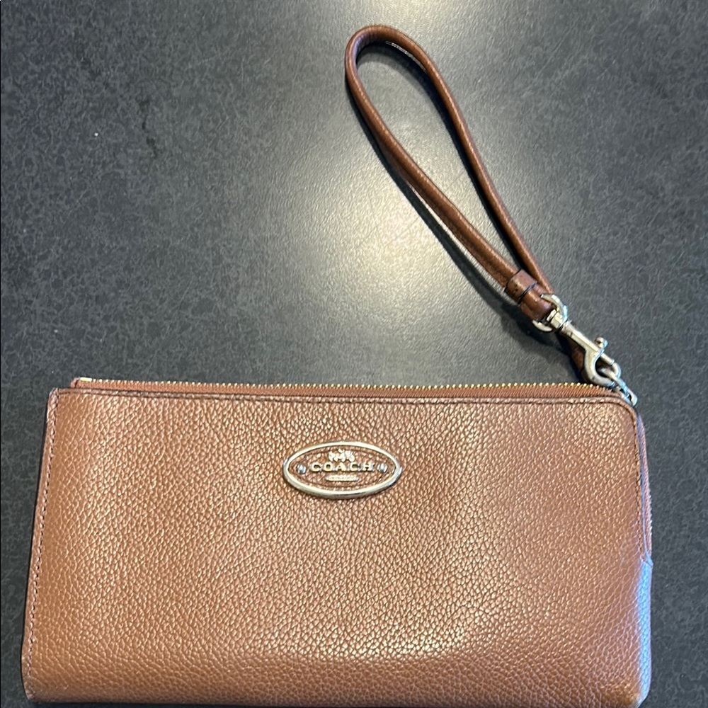 Coach Brown Wristlet Clutch